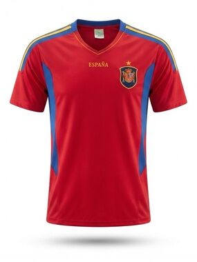 Kids España Red Soccer Jersey with Blue and Yellow Accents